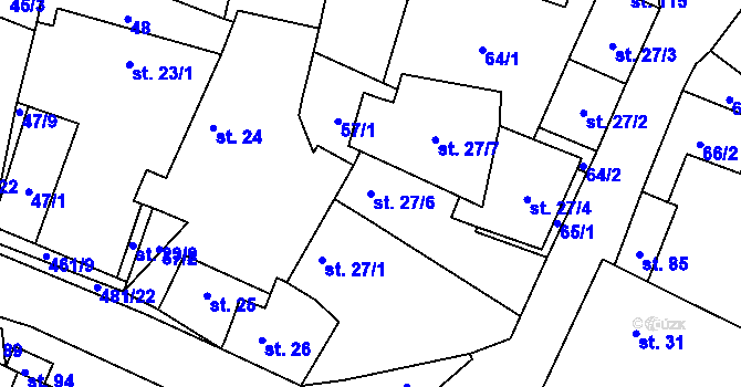 Parcela st. 27/6 v KÚ Třeboutice, Katastrální mapa