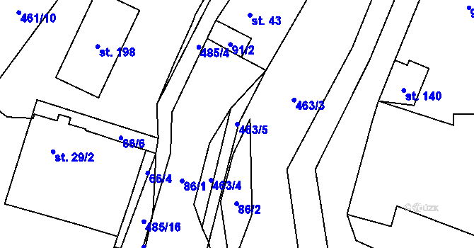 Parcela st. 463/5 v KÚ Třeboutice, Katastrální mapa