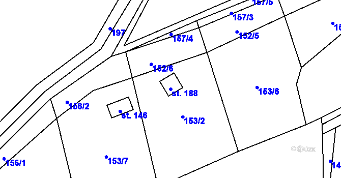 Parcela st. 188 v KÚ Třeboutice, Katastrální mapa