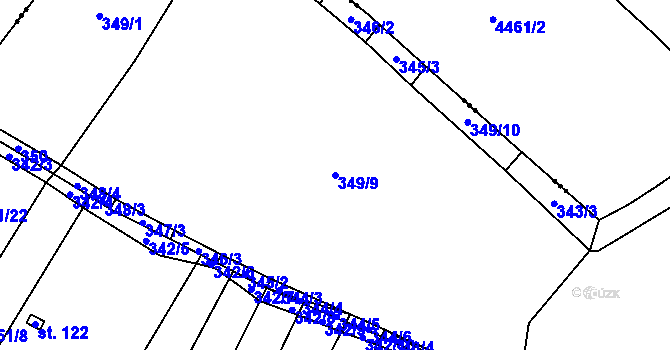 Parcela st. 349/9 v KÚ Třeboutice, Katastrální mapa