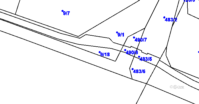 Parcela st. 9/18 v KÚ Třeboutice, Katastrální mapa
