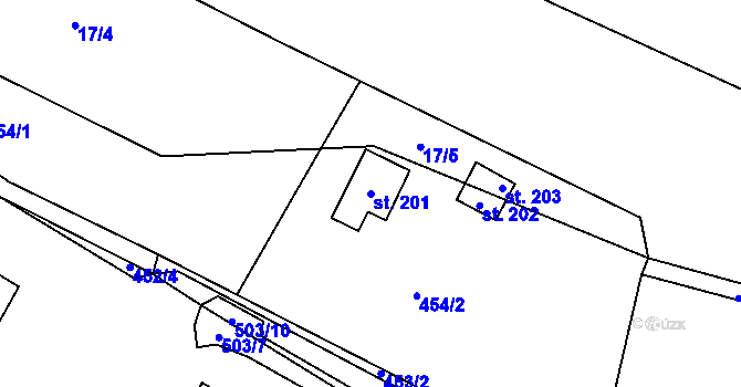 Parcela st. 201 v KÚ Třeboutice, Katastrální mapa