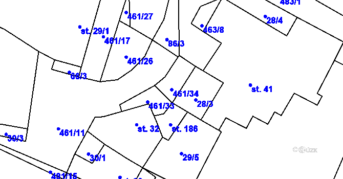 Parcela st. 461/34 v KÚ Třeboutice, Katastrální mapa