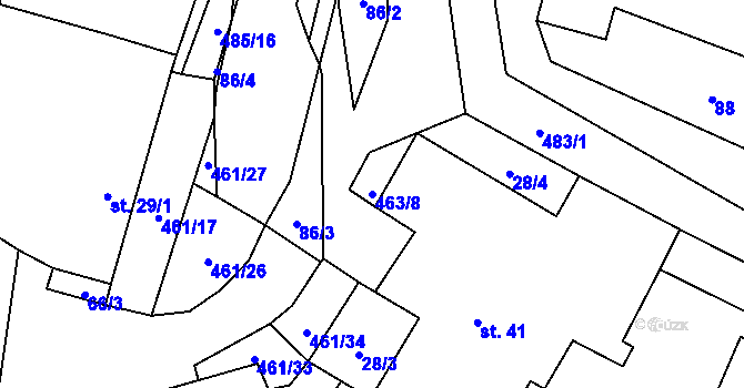 Parcela st. 463/8 v KÚ Třeboutice, Katastrální mapa