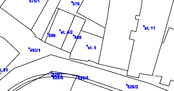 Parcela st. 5 v KÚ Třebovětice, Katastrální mapa