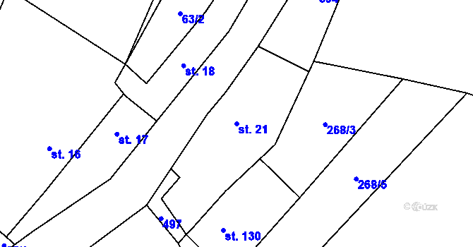 Parcela st. 21 v KÚ Třebovětice, Katastrální mapa