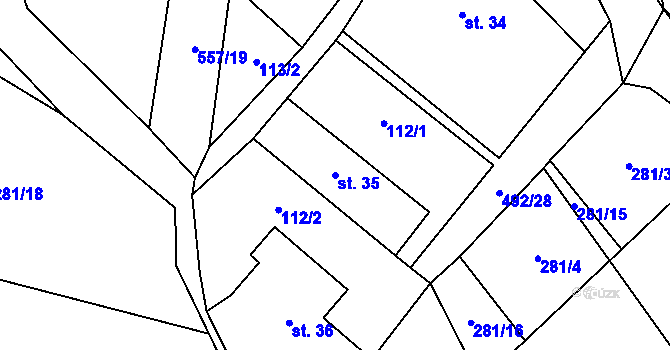 Parcela st. 35 v KÚ Třebovětice, Katastrální mapa