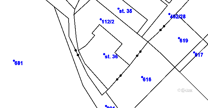 Parcela st. 36 v KÚ Třebovětice, Katastrální mapa