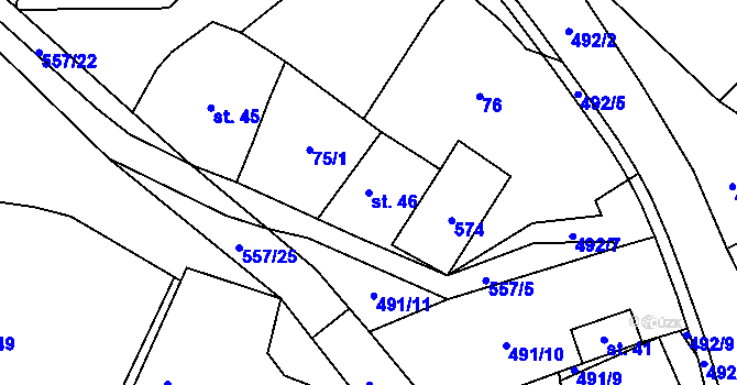 Parcela st. 46 v KÚ Třebovětice, Katastrální mapa