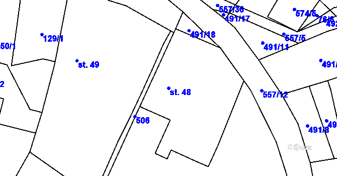 Parcela st. 48 v KÚ Třebovětice, Katastrální mapa