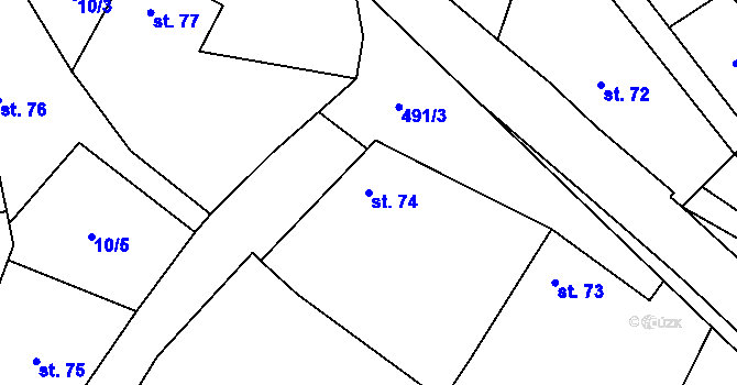 Parcela st. 74 v KÚ Třebovětice, Katastrální mapa