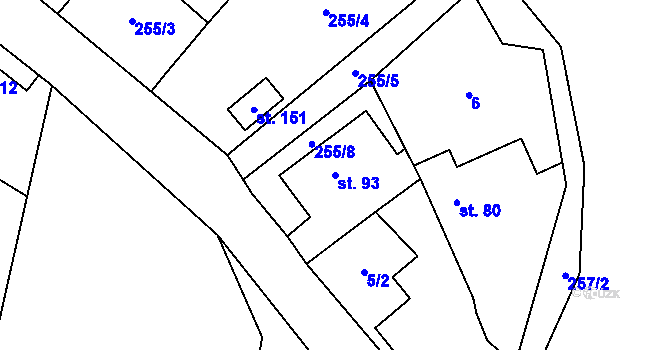 Parcela st. 93 v KÚ Třebovětice, Katastrální mapa