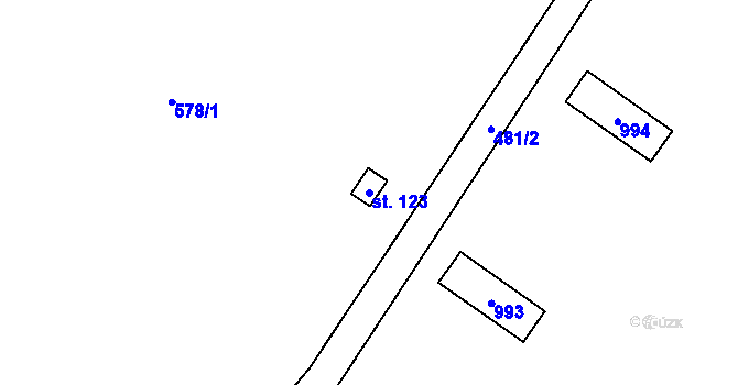 Parcela st. 123 v KÚ Třebovětice, Katastrální mapa