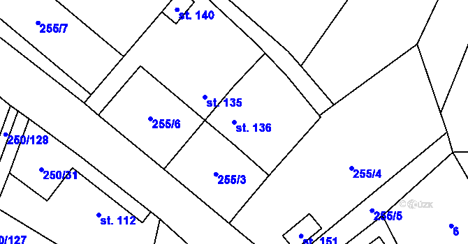 Parcela st. 136 v KÚ Třebovětice, Katastrální mapa