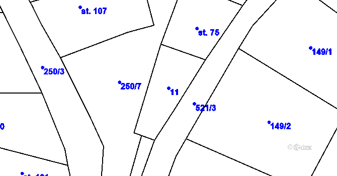 Parcela st. 11 v KÚ Třebovětice, Katastrální mapa