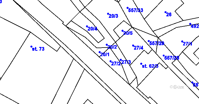 Parcela st. 20/1 v KÚ Třebovětice, Katastrální mapa