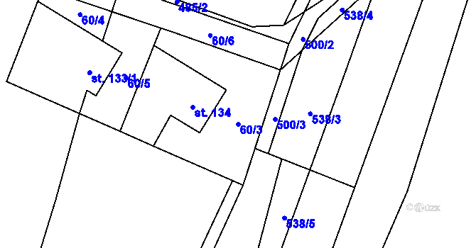 Parcela st. 60/3 v KÚ Třebovětice, Katastrální mapa