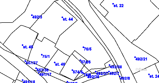 Parcela st. 76 v KÚ Třebovětice, Katastrální mapa