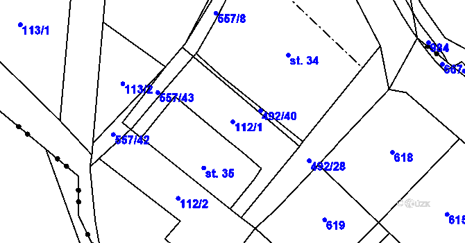 Parcela st. 112/1 v KÚ Třebovětice, Katastrální mapa