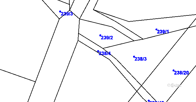 Parcela st. 238/4 v KÚ Třebovětice, Katastrální mapa