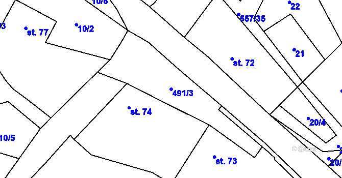 Parcela st. 491/3 v KÚ Třebovětice, Katastrální mapa