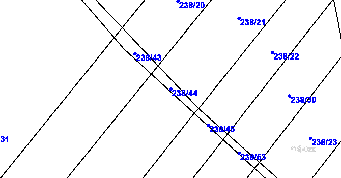 Parcela st. 238/44 v KÚ Třebovětice, Katastrální mapa