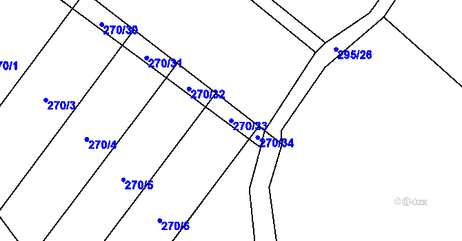 Parcela st. 270/33 v KÚ Třebovětice, Katastrální mapa