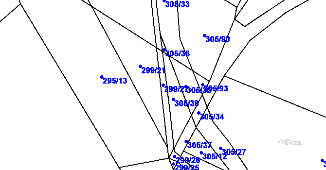 Parcela st. 299/27 v KÚ Třebovětice, Katastrální mapa