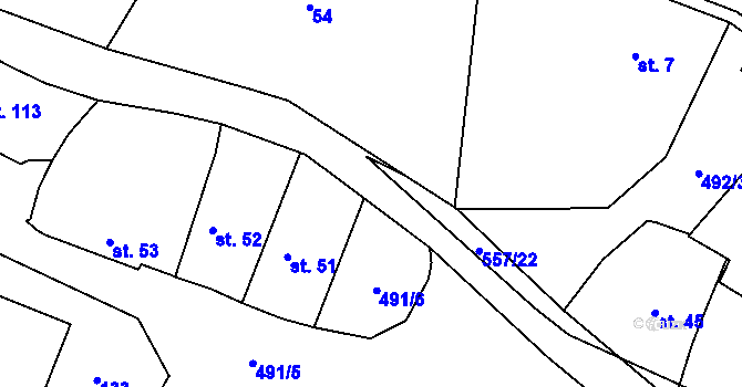 Parcela st. 557/23 v KÚ Třebovětice, Katastrální mapa