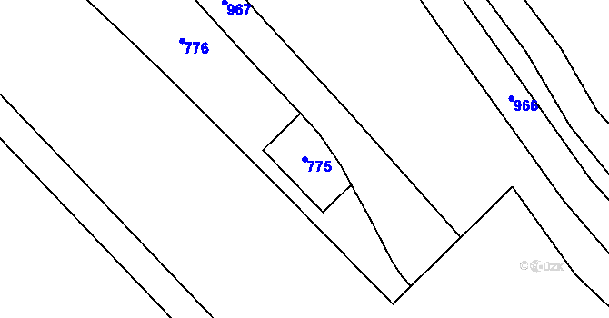 Parcela st. 775 v KÚ Třebovětice, Katastrální mapa
