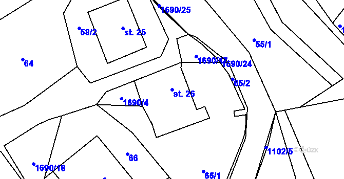 Parcela st. 26 v KÚ Třebovice, Katastrální mapa