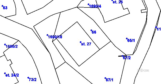 Parcela st. 27 v KÚ Třebovice, Katastrální mapa
