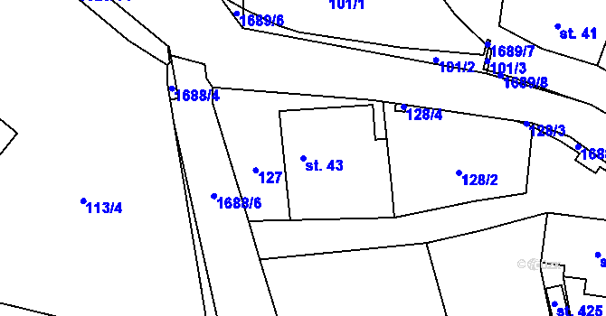 Parcela st. 43 v KÚ Třebovice, Katastrální mapa