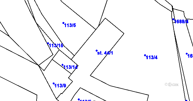 Parcela st. 44/1 v KÚ Třebovice, Katastrální mapa
