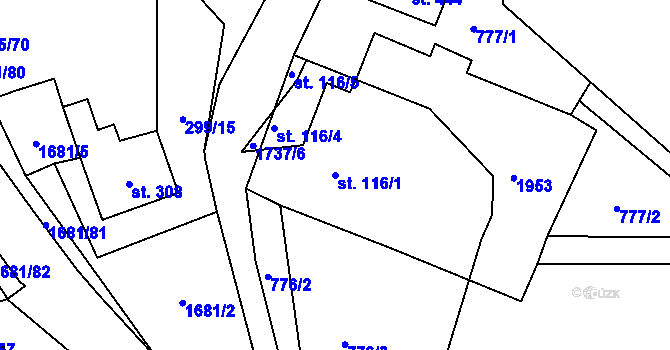 Parcela st. 116/1 v KÚ Třebovice, Katastrální mapa