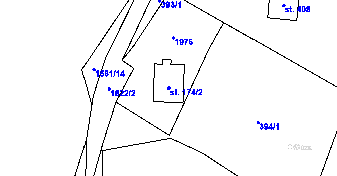Parcela st. 174/2 v KÚ Třebovice, Katastrální mapa