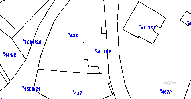 Parcela st. 182 v KÚ Třebovice, Katastrální mapa