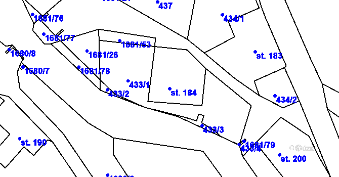 Parcela st. 184 v KÚ Třebovice, Katastrální mapa