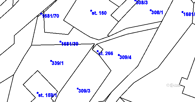 Parcela st. 266 v KÚ Třebovice, Katastrální mapa