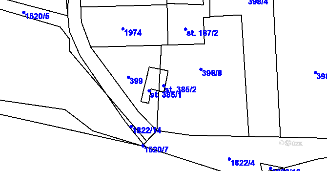 Parcela st. 385/2 v KÚ Třebovice, Katastrální mapa