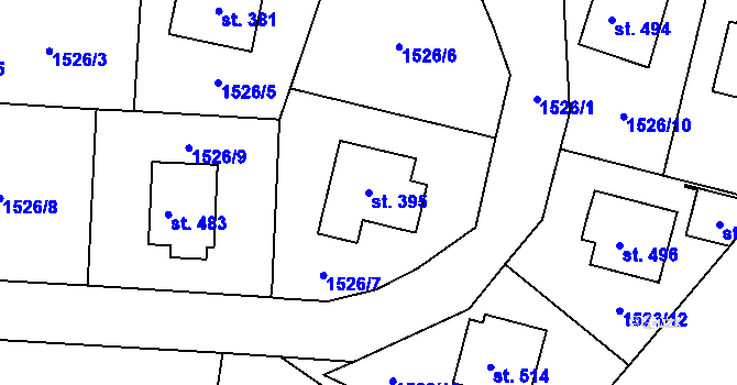 Parcela st. 395 v KÚ Třebovice, Katastrální mapa