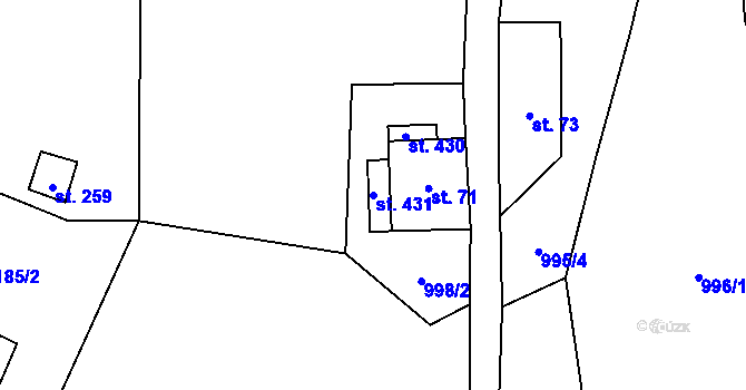 Parcela st. 431 v KÚ Třebovice, Katastrální mapa
