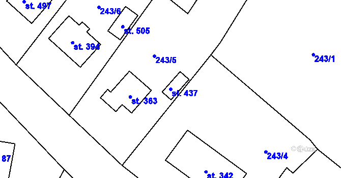 Parcela st. 437 v KÚ Třebovice, Katastrální mapa