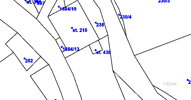 Parcela st. 438 v KÚ Třebovice, Katastrální mapa