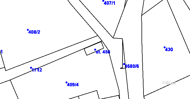 Parcela st. 456 v KÚ Třebovice, Katastrální mapa