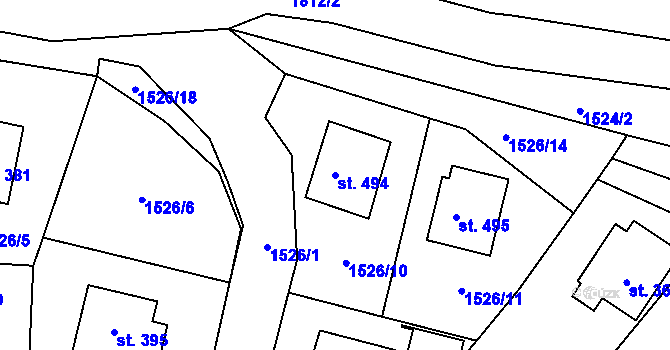 Parcela st. 494 v KÚ Třebovice, Katastrální mapa