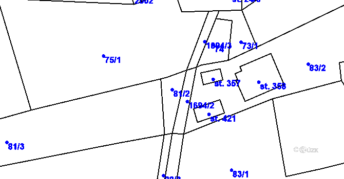 Parcela st. 81/2 v KÚ Třebovice, Katastrální mapa