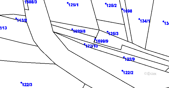 Parcela st. 122/10 v KÚ Třebovice, Katastrální mapa