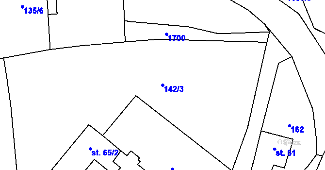 Parcela st. 142/3 v KÚ Třebovice, Katastrální mapa
