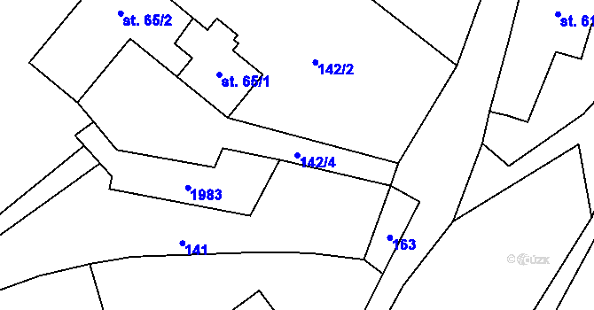 Parcela st. 142/4 v KÚ Třebovice, Katastrální mapa